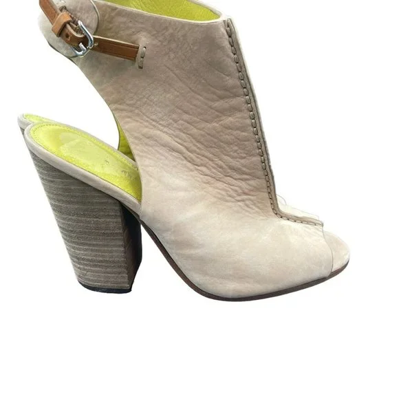 Coach Saratoga Open Toe Bootie Womens 7.5 B Beige Leather STYLE Q4463 A6469 - Picture 6 of 9